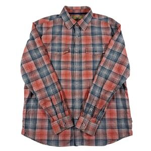 True‎ Grit Dry Goods Mens Large Red Blue Plaid Long Sleeve Button Down Shirt